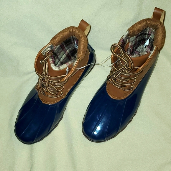 Jessica Carlyle Duck Lace Up Two Tone Combat Boots Brown/Blue Size 9 - Picture 2 of 8